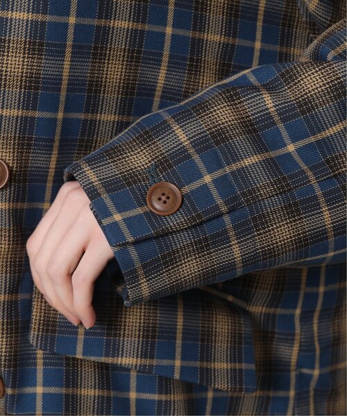 DOUBLE NAME（ダブルネーム）の「先染めチェックゆるテーパードジャケット（テーラードジャケット・レディース・グレイッシュベージュ/カーキ/ブルー・FREE）」の18枚目の写真