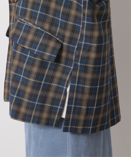 DOUBLE NAME（ダブルネーム）の「先染めチェックゆるテーパードジャケット（テーラードジャケット・レディース・グレイッシュベージュ/カーキ/ブルー・FREE）」の17枚目の写真