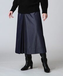 INDIVI | 【日本製】ウールデニムパンツスカート(スカート)