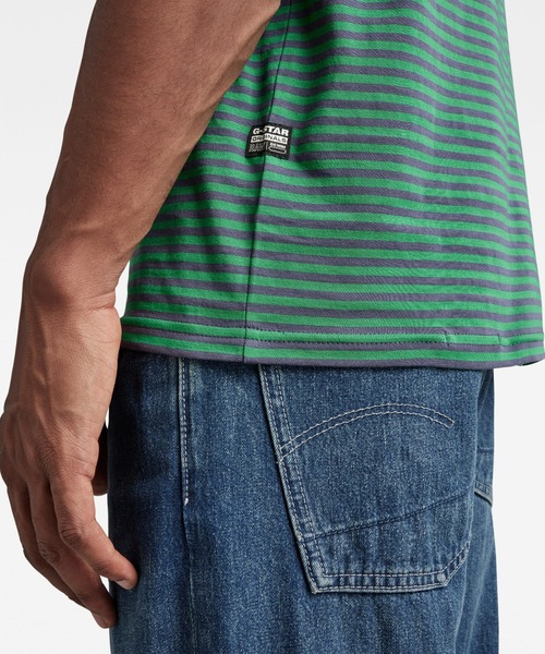 G-STAR（ジースター）の「STRIPE SLIM T-SHIRT/ポケT/ストライプ（Tシャツ/カットソー・メンズ・ストライプ/ブルー系その他/ホワイト×ブラック・LARGE/MEDIUM/SMALL/X-LARGE/X-SMALL）」の6枚目の写真