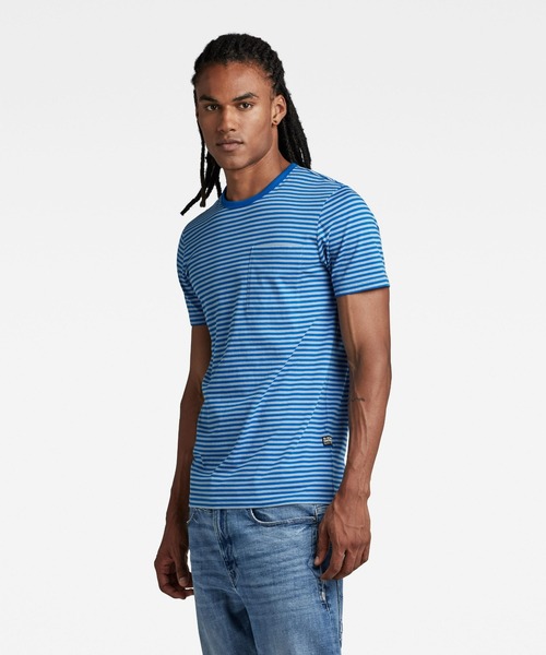 G-STAR（ジースター）の「STRIPE SLIM T-SHIRT/ポケT/ストライプ（Tシャツ/カットソー・メンズ・ストライプ/ブルー系その他/ホワイト×ブラック・LARGE/MEDIUM/SMALL/X-LARGE/X-SMALL）」の11枚目の写真