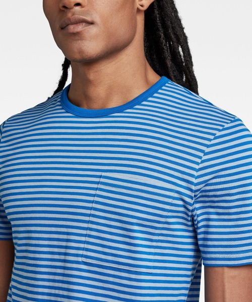G-STAR（ジースター）の「STRIPE SLIM T-SHIRT/ポケT/ストライプ（Tシャツ/カットソー・メンズ・ストライプ/ブルー系その他/ホワイト×ブラック・LARGE/MEDIUM/SMALL/X-LARGE/X-SMALL）」の13枚目の写真