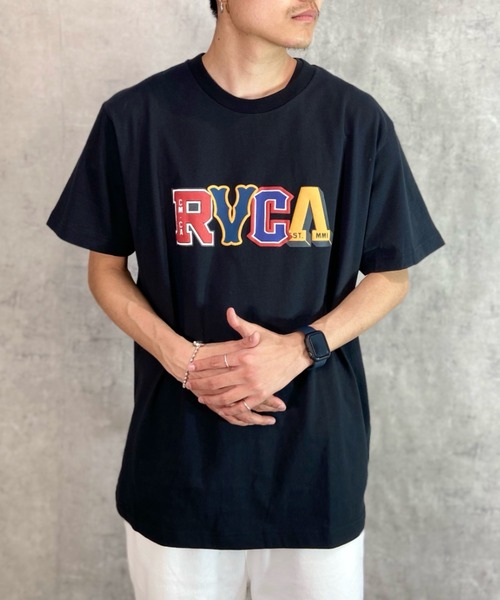 RVCA(ルーカ)の「RVCA/ルーカ ロゴプリントTシャツ ロゴT/クルーネックTシャツ ワンポイント BD041-230(Tシャツ/カットソー・メンズ・ホワイト×レッド/グリーン/ブラック×レッド・L/XL/M)」の9枚目の写真