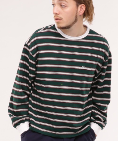 MANASTASH（マナスタッシュ）の「MANASTASH/マナスタッシュ　CLASSIC BORDER TEE クラシックボーダーティー（Tシャツ/カットソー・メンズ・その他18/グリーン/グレー・L/XL/M）」の2枚目の写真