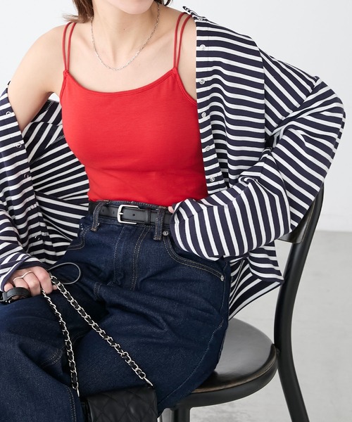 BONLECILL(ボンルシール)の「カップ付き ダブルストラップキャミソール(キャミソール・レディース・ブラック/オフホワイト/ブルー/ブラウン/ライトグリーン/ラベンダー/オレンジ/ケリー/ベージュ/ブルーグレー/チャコールグレー/ベージュ系1/ライトイエロー/レッド・FREE)」の13枚目の写真