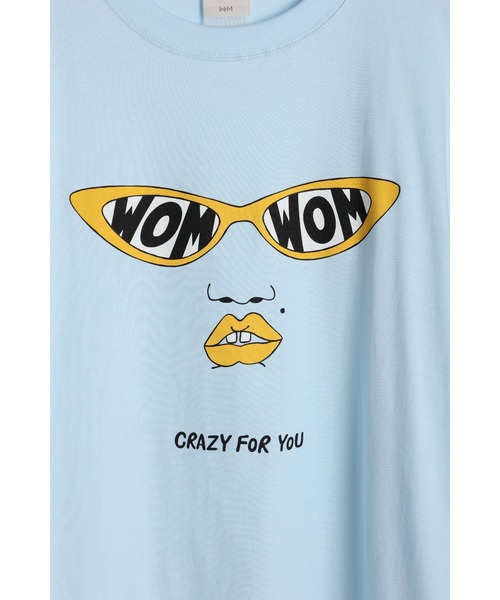 WoM（ワム）の「WOM FACE T SHIRT（Tシャツ/カットソー・レディース・ライトブルー/オフホワイト/スミクロ・SMALL/MEDIUM/LARGE）」の9枚目の写真