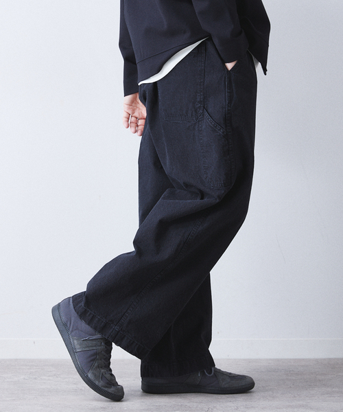 417 EDIFICE（フォーワンセブンエディフィス）の「FRENCH WORK DENIM PANTS / ワイドデニムパンツ（デニムパンツ・メンズ・ブラック/ブルー系その他・SMALL/MEDIUM/LARGE）」の9枚目の写真