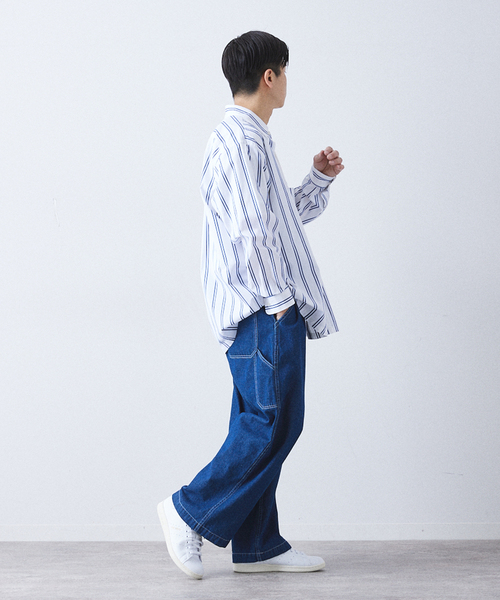 417 EDIFICE（フォーワンセブンエディフィス）の「FRENCH WORK DENIM PANTS / ワイドデニムパンツ（デニムパンツ・メンズ・ブラック/ブルー系その他・SMALL/MEDIUM/LARGE）」の12枚目の写真