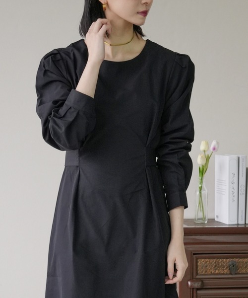 IAMUSE(アイアミューズ)の「バックリボンベルトワンピース S0356【IAMUSE】(ワンピース・レディース・オレンジ/ベージュ/ブラック・S/M/L)」の4枚目の写真