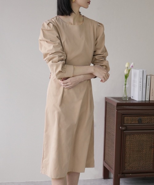 IAMUSE(アイアミューズ)の「バックリボンベルトワンピース S0356【IAMUSE】(ワンピース・レディース・オレンジ/ベージュ/ブラック・S/M/L)」の7枚目の写真