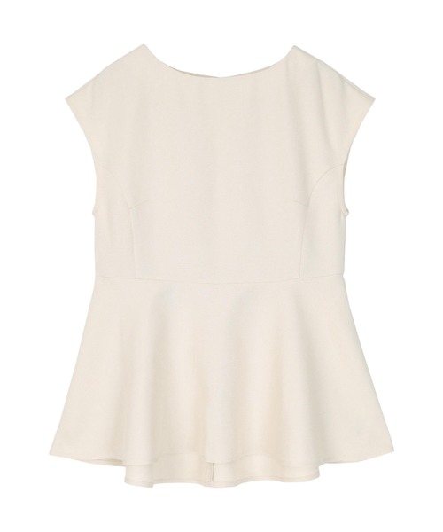 リネンライクフレンチスリーブペプラムトップス