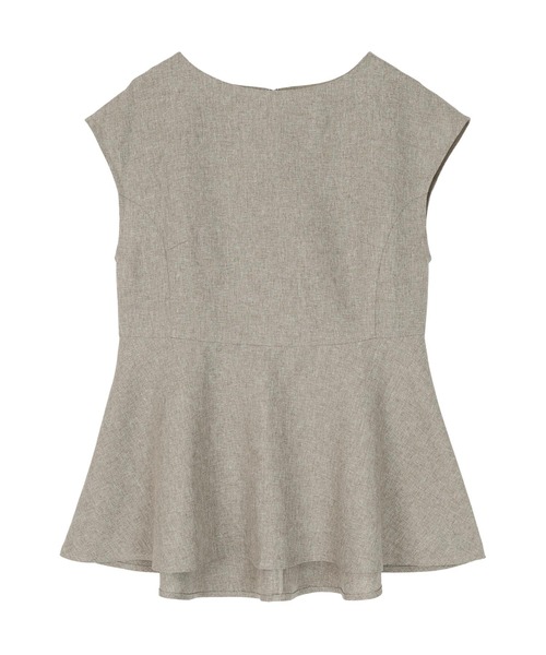リネンライクフレンチスリーブペプラムトップス