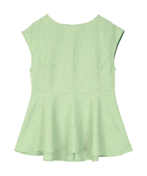 リネンライクフレンチスリーブペプラムトップス