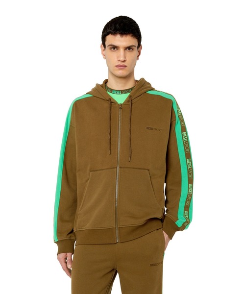 DIESEL(ディーゼル)の「メンズ ジップアップ スウエット DIESEL SPORT(パーカー・メンズ・カーキ/ブラック・LARGE/X-LARGE/MEDIUM/X-SMALL/SMALL/XXX-LARGE/XX-LARGE)」の8枚目の写真