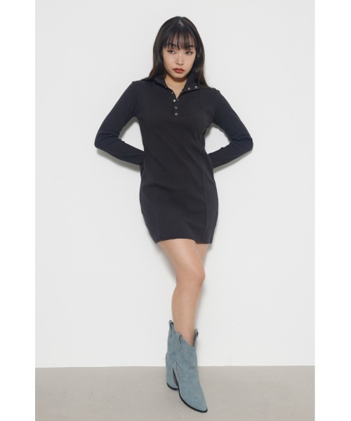 LAGUA GEM(ラグアジェム)の「RING BUTTON RIB OP ワンピース(ワンピース・レディース・ホワイト/杢グレー/ブラック・SMALL/MEDIUM)」の5枚目の写真