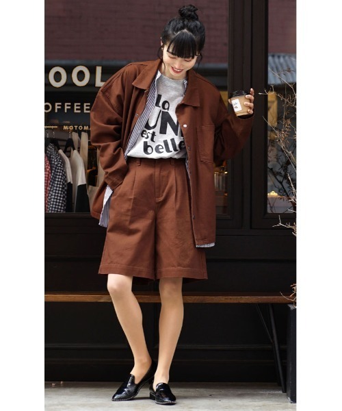 zootie(ズーティー)の「ヘビーウェイト チノ ショートパンツ(チノパンツ・レディース・アイボリー/ブラック/オリーブ/オフホワイト/ブラウン/ベージュ/ネイビー・フリー)」の20枚目の写真