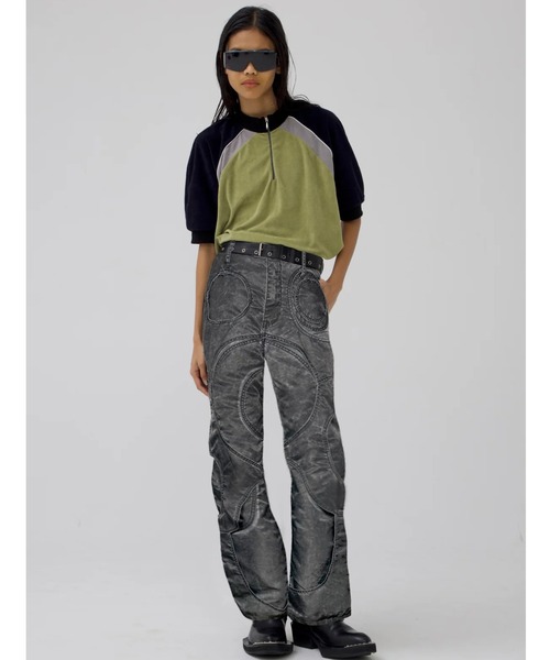 Cycle By Myob(サイクル バイ エムワイオービー)の「Cycle by myob/サイクルバイエムワイオービー/CIRCLE CUT-OUT PANTS WASHED(その他パンツ・レディース・ブラック・F)」の2枚目の写真