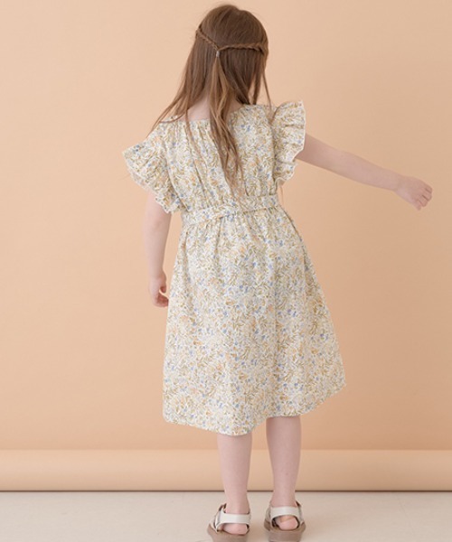 Lycee mine（リセマイン）の「コットンふりふりワンピース（シャツワンピース・キッズ・ブラック/ダークブラウン/サックスブルー/イエロー・100cm/110cm/120cm/130cm/140cm/150cm）」の12枚目の写真