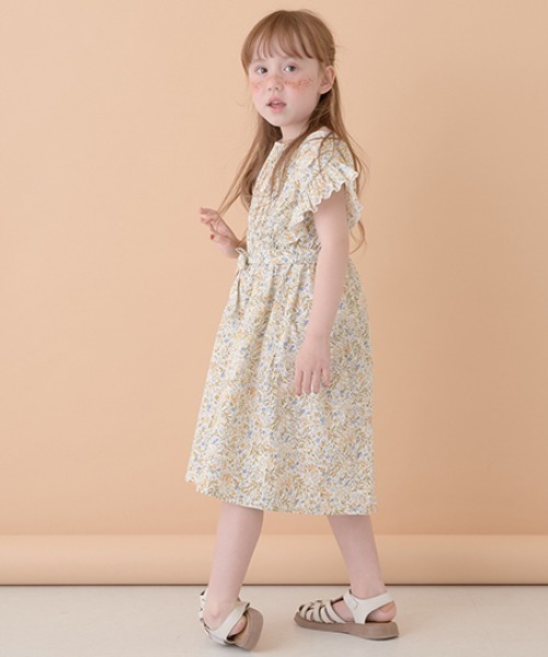 Lycee mine（リセマイン）の「コットンふりふりワンピース（シャツワンピース・キッズ・ブラック/ダークブラウン/サックスブルー/イエロー・100cm/110cm/120cm/130cm/140cm/150cm）」の11枚目の写真