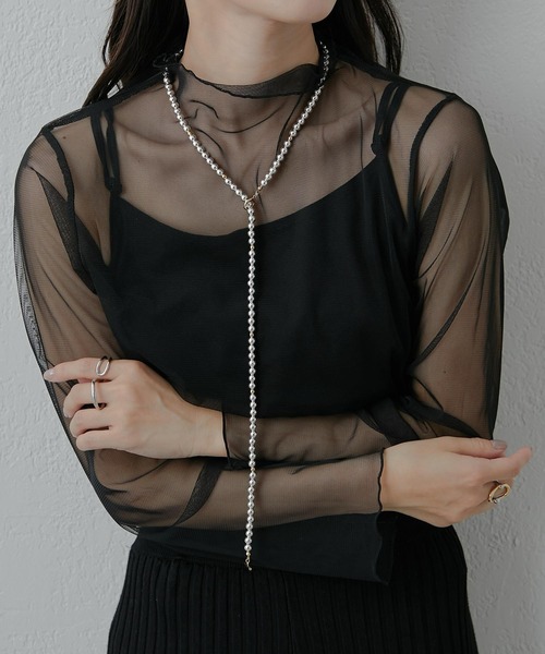 イアパピヨネ　ミックスパール3×80ネックレス スターリングシルバー使用》ミックスパール3×80ネックレス | ear