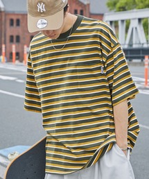 ZOO YORK/ズーヨーク 別注 ロゴ刺繍 マルチボーダービッグシルエット半袖Tシャツ