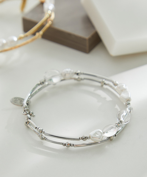 ROPE' PICNIC(ロペピクニック)の「クリア×メタルカラービーズ2連ブレスレット(ブレスレット・レディース・ゴールド/シルバー・FREE)」の3枚目の写真