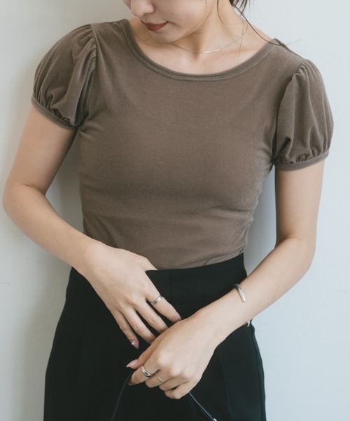 ベロアボディスーツ（Tシャツ/カットソー）｜VANNIE U（ヴァニーユー