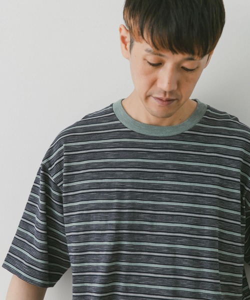 URBAN RESEARCH DOORS（アーバンリサーチドアーズ）の「スラブボーダーショートスリーブTシャツ（Tシャツ/カットソー・メンズ・グリーン系その他/ブルー系その他・MEDIUM/LARGE）」の5枚目の写真