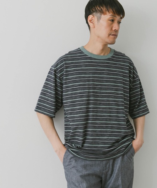 URBAN RESEARCH DOORS（アーバンリサーチドアーズ）の「スラブボーダーショートスリーブTシャツ（Tシャツ/カットソー・メンズ・グリーン系その他/ブルー系その他・MEDIUM/LARGE）」の7枚目の写真