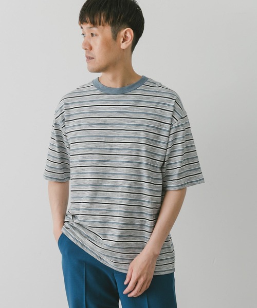 URBAN RESEARCH DOORS（アーバンリサーチドアーズ）の「スラブボーダーショートスリーブTシャツ（Tシャツ/カットソー・メンズ・グリーン系その他/ブルー系その他・MEDIUM/LARGE）」の10枚目の写真