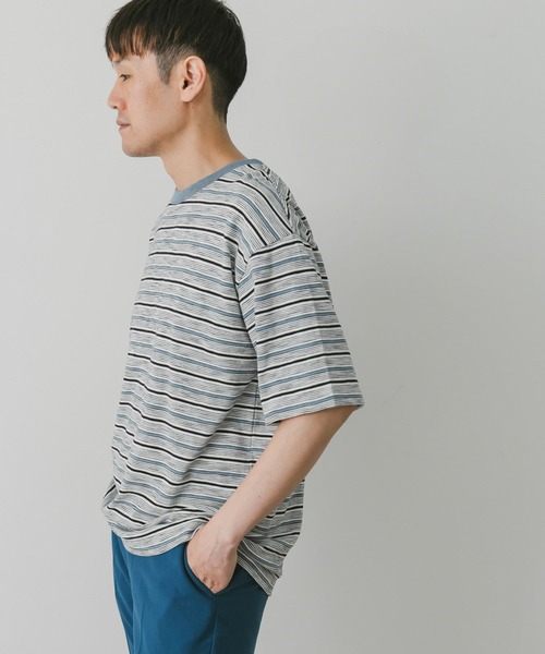 URBAN RESEARCH DOORS（アーバンリサーチドアーズ）の「スラブボーダーショートスリーブTシャツ（Tシャツ/カットソー・メンズ・グリーン系その他/ブルー系その他・MEDIUM/LARGE）」の11枚目の写真