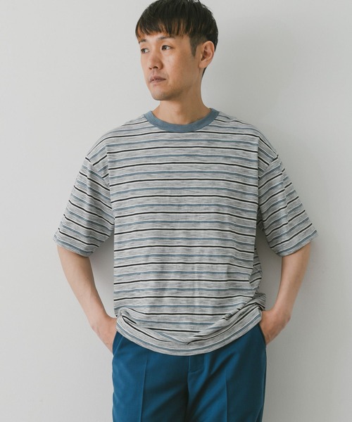 URBAN RESEARCH DOORS（アーバンリサーチドアーズ）の「スラブボーダーショートスリーブTシャツ（Tシャツ/カットソー・メンズ・グリーン系その他/ブルー系その他・MEDIUM/LARGE）」の12枚目の写真