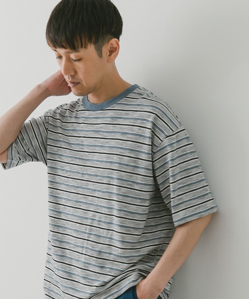 URBAN RESEARCH DOORS（アーバンリサーチドアーズ）の「スラブボーダーショートスリーブTシャツ（Tシャツ/カットソー・メンズ・グリーン系その他/ブルー系その他・MEDIUM/LARGE）」の14枚目の写真