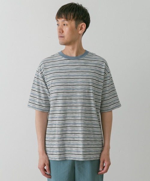 URBAN RESEARCH DOORS（アーバンリサーチドアーズ）の「スラブボーダーショートスリーブTシャツ（Tシャツ/カットソー・メンズ・グリーン系その他/ブルー系その他・MEDIUM/LARGE）」の19枚目の写真