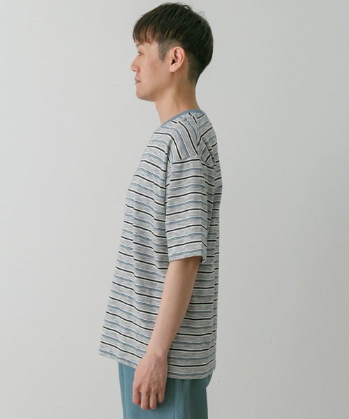 URBAN RESEARCH DOORS（アーバンリサーチドアーズ）の「スラブボーダーショートスリーブTシャツ（Tシャツ/カットソー・メンズ・グリーン系その他/ブルー系その他・MEDIUM/LARGE）」の20枚目の写真