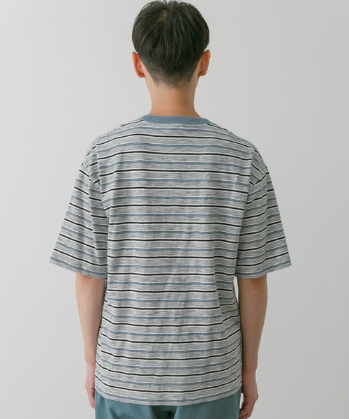 URBAN RESEARCH DOORS（アーバンリサーチドアーズ）の「スラブボーダーショートスリーブTシャツ（Tシャツ/カットソー・メンズ・グリーン系その他/ブルー系その他・MEDIUM/LARGE）」の21枚目の写真