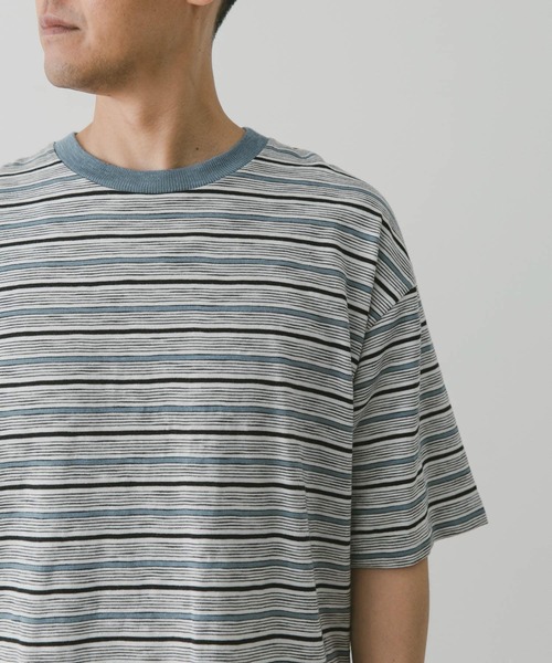 URBAN RESEARCH DOORS（アーバンリサーチドアーズ）の「スラブボーダーショートスリーブTシャツ（Tシャツ/カットソー・メンズ・グリーン系その他/ブルー系その他・MEDIUM/LARGE）」の22枚目の写真