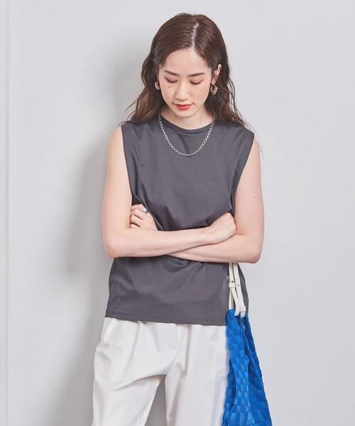 UNITED ARROWS(ユナイテッドアローズ)の「コットン タックノースリーブ カットソー(Tシャツ/カットソー・レディース・ダークグレー/その他1/ナチュラル・FREE)」の7枚目の写真