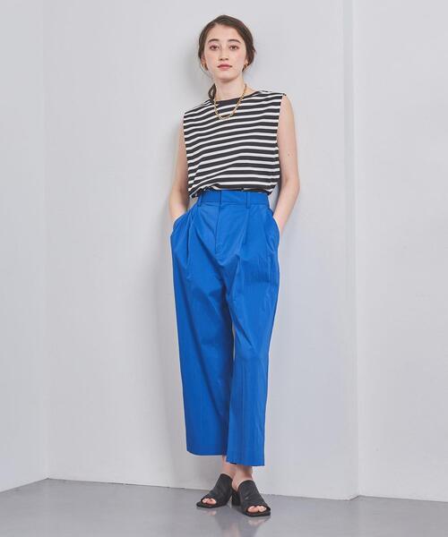 UNITED ARROWS◆CONTE/ノースリーブカットソー/--/レーヨン/BLU/ブルー UNITED ARROWS（ユナイテッドアローズ）の「コットン タック