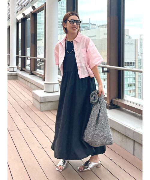 Ungrid(アングリッド)の「リネン混ショートデザインハーフスリーブシャツ(シャツ/ブラウス・レディース・グリーン/オフホワイト/ピンク・FREE)」の13枚目の写真