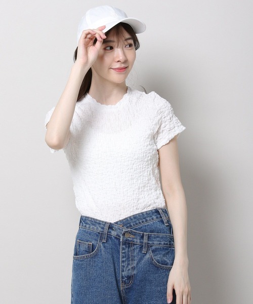 3.3 Field Trip (3.3フィールドトリップ)の「3.3 Field Trip/クリンクルトップス 2965195(Tシャツ/カットソー・レディース・アイボリー/ライトブルー・FREE)」の9枚目の写真
