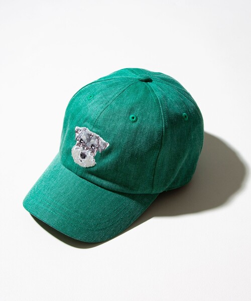 GLOSTER（グロスター）の「【GLOSTER/グロスター】WASHED DOG embroidery CAP キャップ 刺繍（キャップ・メンズ・グレイッシュベージュ/インディゴブルー/グリーン・FREE）」の2枚目の写真
