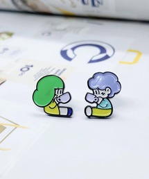 BUTTON＆CUFFLINKS　ボタンアンドカフリンクス：MAMUANG マムアン：マムアンとマプラオくん/ 「たまには泣いてもいいじゃない」/ウインクマムアンとマナオ ピアス