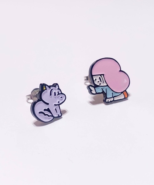 BUTTON&CUFFLINKS(ボタンアンドカフリンクス)の「BUTTON&CUFFLINKS ボタンアンドカフリンクス:MAMUANG マムアン:マムアンとマプラオくん/ 「たまには泣いてもいいじゃない」/ウインクマムアンとマナオ ピアス(ピアス(両耳用)・レディース・オレンジ/ピンク/グリーン・FREE)」の9枚目の写真