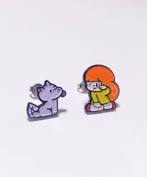 BUTTON&CUFFLINKS(ボタンアンドカフリンクス)の「BUTTON&CUFFLINKS ボタンアンドカフリンクス:MAMUANG マムアン:マムアンとマプラオくん/ 「たまには泣いてもいいじゃない」/ウインクマムアンとマナオ ピアス(ピアス(両耳用)・レディース・オレンジ/ピンク/グリーン・FREE)」の12枚目の写真