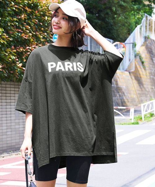 coca(coca)(コカ)の「ビッグシルエットプリントTシャツ(Tシャツ/カットソー・レディース・チャコール/ホワイト・M/L)」の1枚目の写真