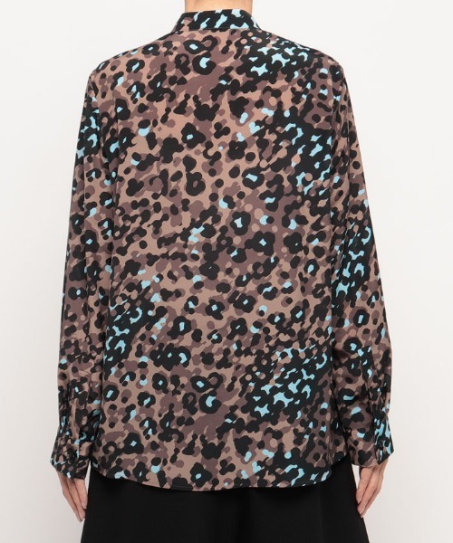 セール】レオパードプリントフロントフリルブラウス（シャツ/ブラウス