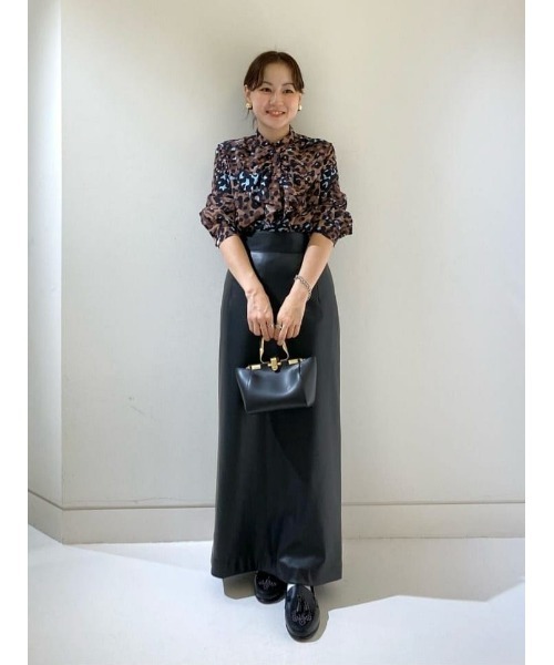 セール】レオパードプリントフロントフリルブラウス（シャツ/ブラウス