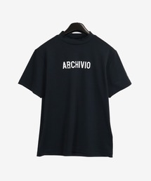 <MENS>シンプルロゴプリント半袖ハイネックプル モックネック 2023年秋冬