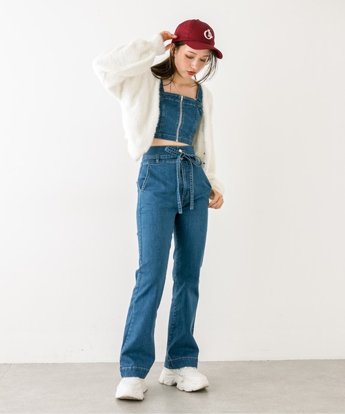 OLIVE des OLIVE（オリーブデオリーブ）の「ふわふわハートボタンカーディガン　1032050130（カーディガン/ボレロ・レディース・サックスブルー/オフホワイト/ブラック/ピンク・FREE）」の5枚目の写真